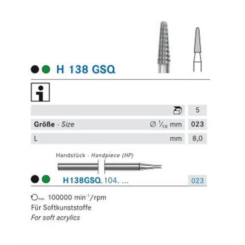 KOMET HP CARBIDE FRAIS H138GSQ023 (5st)