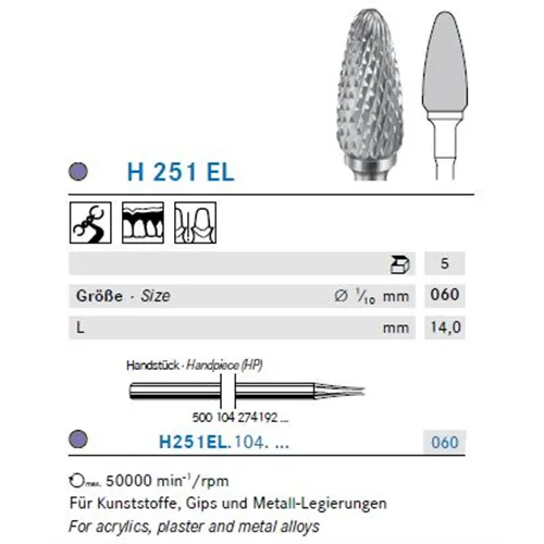 KOMET HP CARBIDE FRAIS H251EL060 (5st)