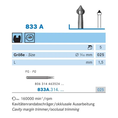 KOMET FG DIAMANT 833A025 (5st)