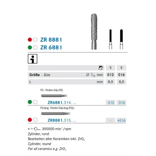 KOMET FGS DIAMANT ZR8881/016 (5st)