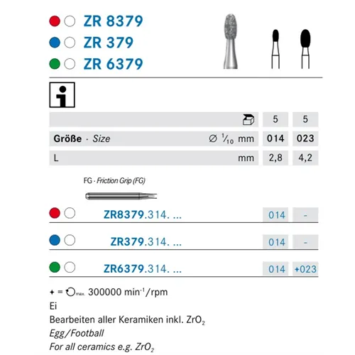 KOMET FG DIAMANT ZR8379/014 (5st)