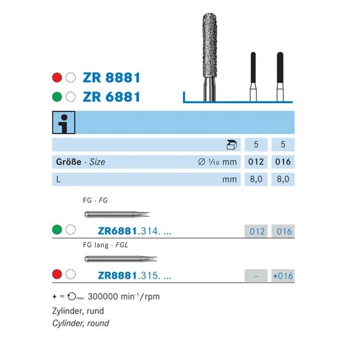 KOMET FG DIAMANT ZR6881/016 (5st)