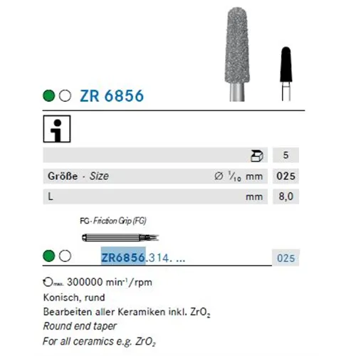 KOMET FG DIAMANT ZR6856/025 (5st)