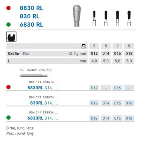 KOMET FG DIAMANT 830RL012 (5st)