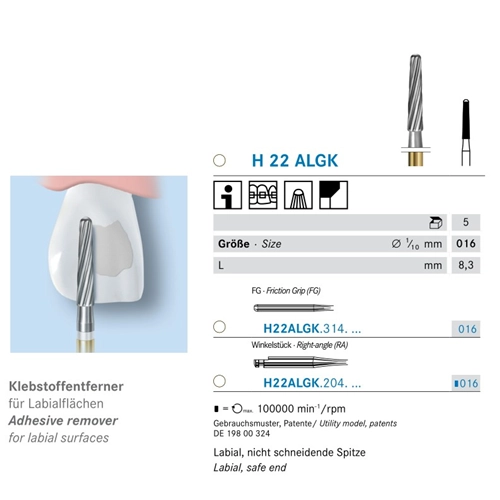 KOMET FG CARBIDE H22ALGK016 LIJMRESTEN REMOVER (5st)