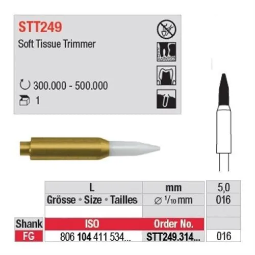 EDENTA STT CERAMIC GINGIVA SOFT TISSUE TRIMMER FG SST249/016 (1st)