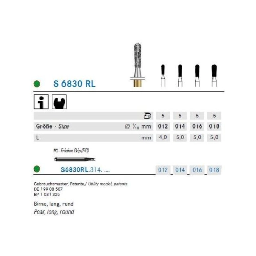 KOMET FG DIAMANT S6830RL016 (5st)