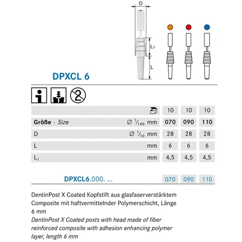 KOMET DENTIN POST X COATED REFILL DPXCL6 090 ROOD (10st)