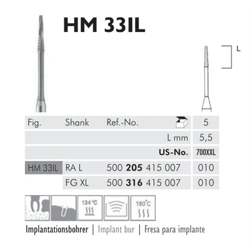 MEISINGER RA-L CARBIDE IMPLANTAAT BOOR HM33IL010 (5st)