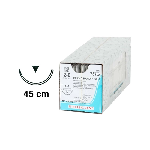 ETHICON SILK SUTURE 2-0 CUTTING 23mm 737G (12x45cm)