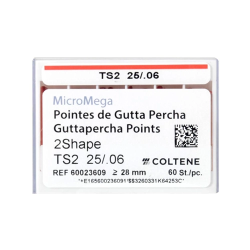 MICRO MEGA 2SHAPE GUTTA PERCHA POINTS TS2 25/.06 (60st)