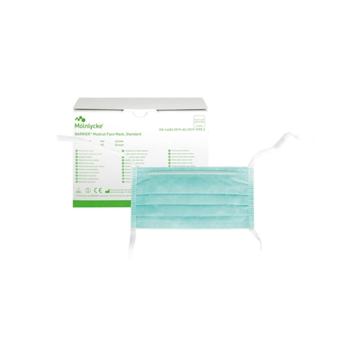 MÖLNLYCKE MONDMASKERS ANTI-FOG TYPE II TIE-ON GREEN (60st)