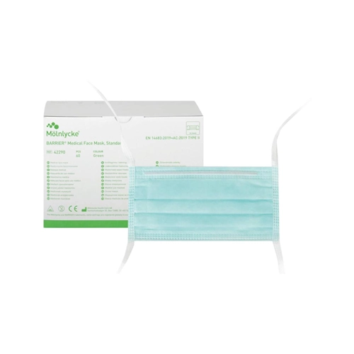 MÖLNLYCKE MEDICAL FACE MASKS TYPE II TIE-ON GREEN (60st)