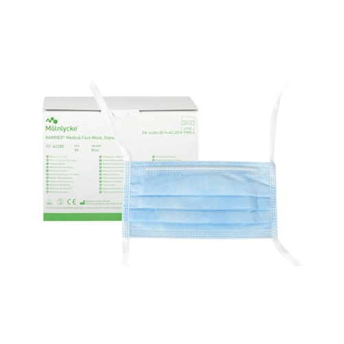 MÖLNLYCKE MEDICAL FACE MASKS TYPE II TIE-ON BLUE (50st)