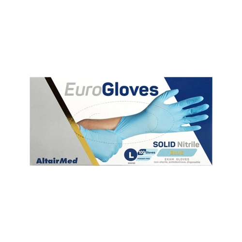 EUROGLOVES SOLID NITRILE POEDERVRIJ BLAUW LARGE (100st)