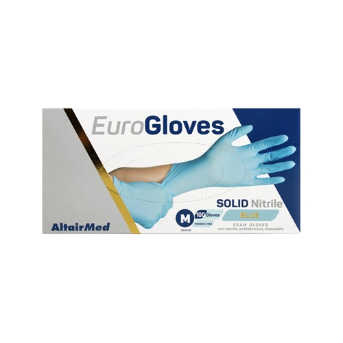 EUROGLOVES SOLID NITRILE POEDERVRIJ BLAUW MEDIUM (100st)