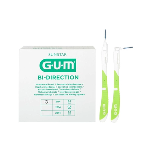 GUM BI-DIRECTION BRUSHES CYLINDRICAL SMALL 0,7mm GROEN (36st)