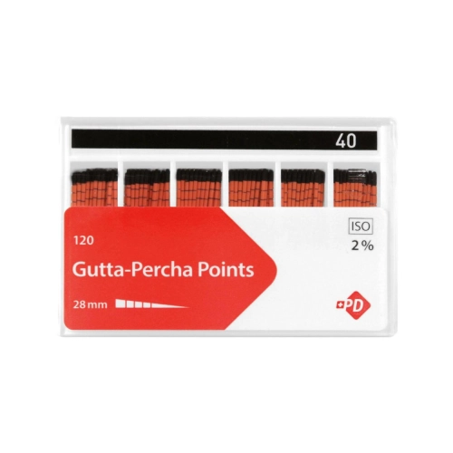 PRODUITS DENTAIRES GUTTA PERCHA POINTS 2% PINK NR.40 (120st)