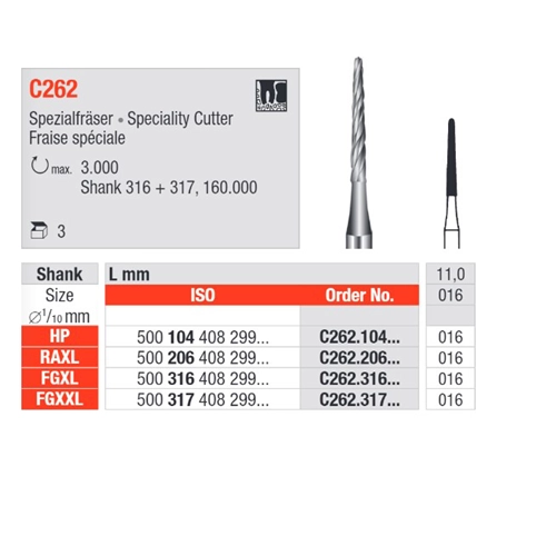 EDENTA CARBIDE BOOR FG XL C262-016 (3st)