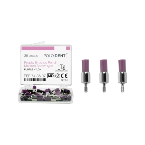 POLODENT POLIJSTBORSTELS PENSEEL PAARS MEDIUM SCREW-TYPE (36st)