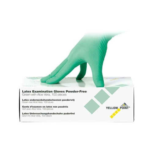 YELLOW POINT HANDSCHOENEN LATEX POEDERVRIJ ALOE VERA GROEN EXTRA-SMALL (100st)