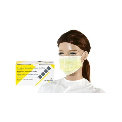 YELLOW POINT MONDMASKERS TYPE IIR ANTI-FOG MET ELASTIEKJES GEEL (50st)