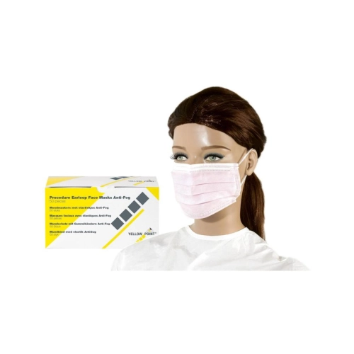 YELLOW POINT MONDMASKERS TYPE IIR ANTI-FOG MET ELASTIEKJES ROZE (50st)