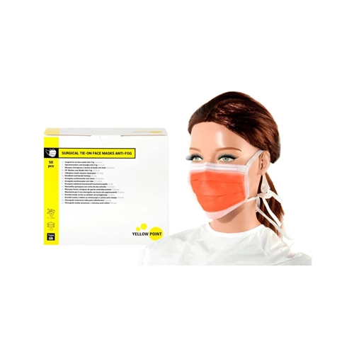 YELLOW POINT MONDMASKERS TYPE IIR ANTI-FOG MET KOORD ORANJE (50st)