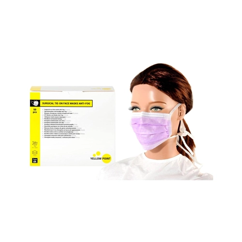 YELLOW POINT MONDMASKERS TYPE IIR ANTI-FOG MET KOORD LAVENDEL (50st)