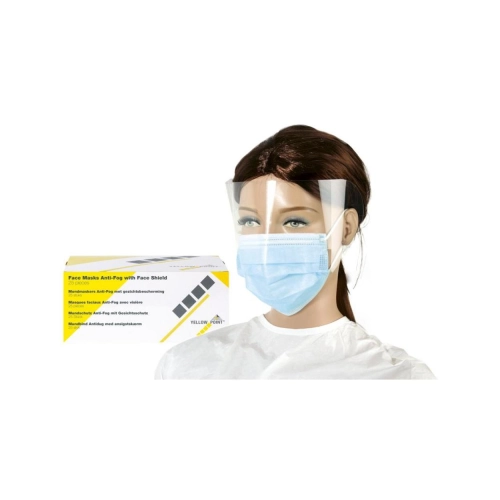 YELLOW POINT MONDMASKERS TYPE IIR ANTI-FOG MET SCHERM BLAUW (25st)