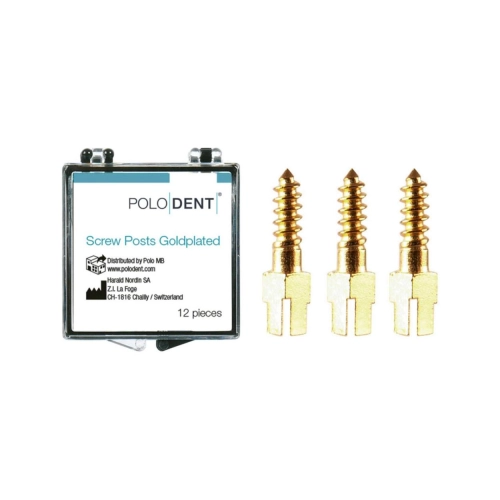 POLODENT SCREW POSTS GOLDPLATED S-4 8X1,50mm (12st)