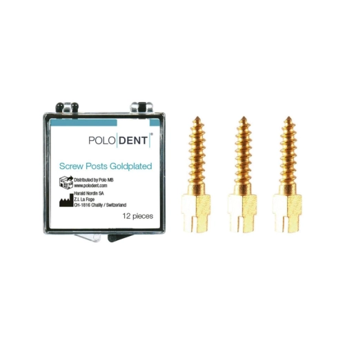 POLODENT SCREW POSTS GOLDPLATED M-4 9,5X1,50mm (12st)