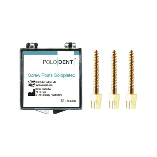 POLODENT SCREW POSTS GOLDPLATED L-2 12X1,20mm (12st)