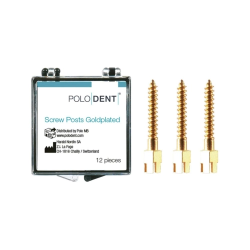 POLODENT SCREW POSTS GOLDPLATED L-3 12X1,35mm (12st)