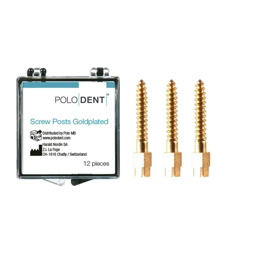 POLODENT SCREW POSTS GOLDPLATED L-4 12X1,50mm (12st)