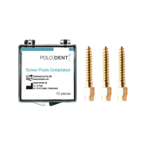 POLODENT SCREW POSTS GOLDPLATED L-4 12X1,50mm (12st)