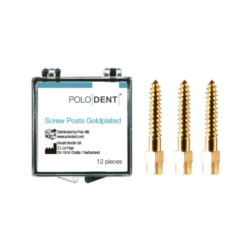 POLODENT SCREW POSTS GOLDPLATED L-5 12X1,65mm (12st)