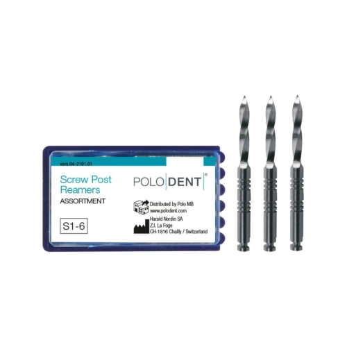 POLODENT SCREW POST REAMERS ASSORTIMENT SHORT S-1-6 (6st)