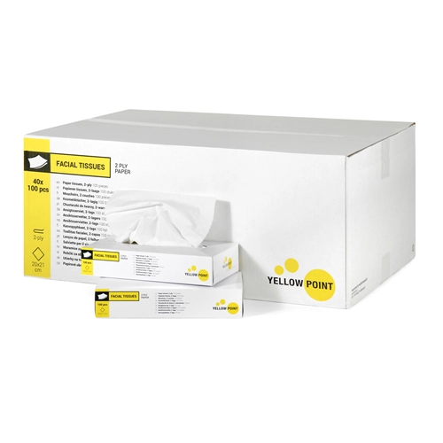 YELLOW POINT FACIAL TISSUES 2-PLY 20X21cm (40x100st)