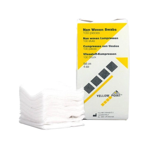 YELLOW POINT GAASKOMPRESSEN NON WOVEN NIET STERIEL 5x5cm/4 laags (100st)