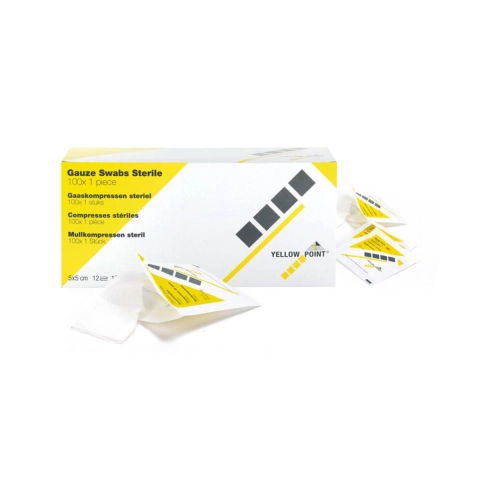 YELLOW POINT GAASKOMPRESSEN STERIEL 12lgs 5x5cm (100x1st)