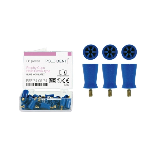 POLODENT POLIJSTCUPS NON LATEX BLAUW HARD SCREW-TYPE (36st)