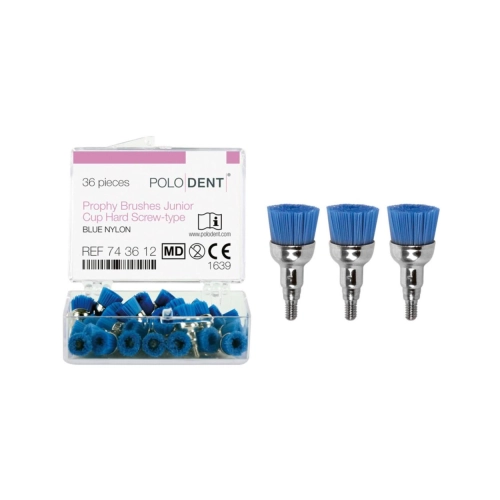 POLODENT POLIJSTBORSTELS CUP JUNIOR BLAUW HARD SCREW-TYPE (36st)