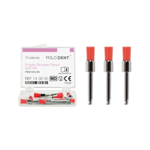 POLODENT POLIJSTBORSTELS PENSEEL ROZE ZACHT RA (10st)