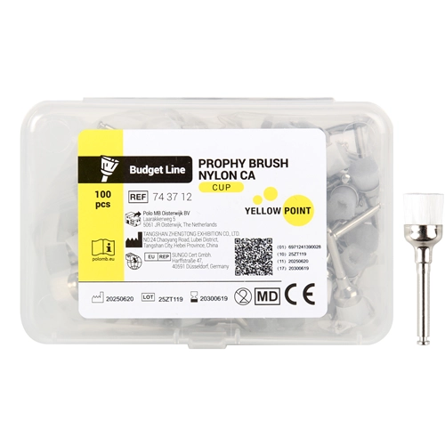 YELLOW POINT BUDGET LINE POLIJSTBORSTELS CUP WIT NYLON RA (100st)