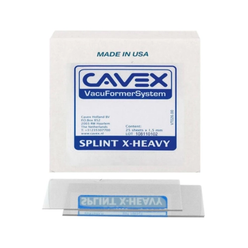 CAVEX VACUFORMER SPLINT SHEETS X-HEAVY TRANSPARANT 1,5x127x127mm (25st)