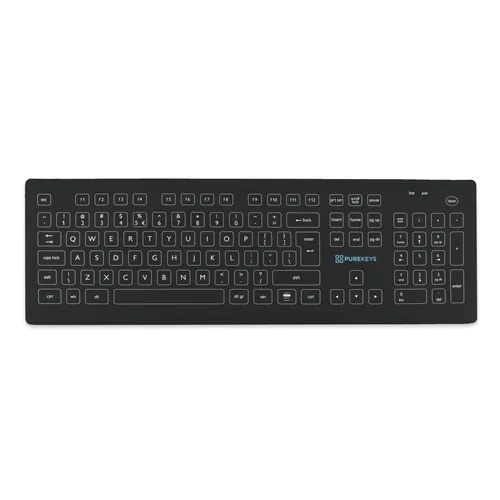 PUREKEYS HYGIENISCH SILICONE TOETSENBORD FULL SIZE BEDRAAD ZWART