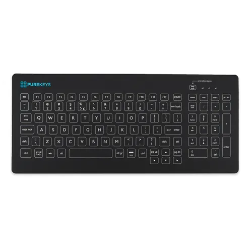PUREKEYS HYGIENISCH SILICONE TOETSENBORD COMPACT BEDRAAD ZWART